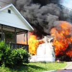 photo by Steven Voyd of a House fire in Huntington WV.