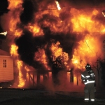photo by Joe Blankenship of a structure fire in downtown Elkins WV.