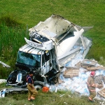 photo by Gary Mallonee of an truck accident without serious injury in Buckhannon WV.