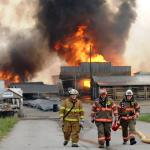 photo by Chris Harris of a flea market fire in Milton WV.